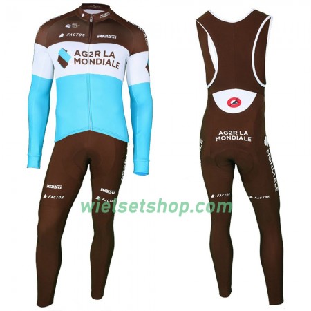 Fietskleding (Fietsshirt Lange Mouw + Lange Koersbroek) 2018 AG2R La Mondiale N002